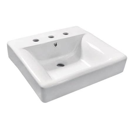 Kingston Brass 20 Console Sink Basin 8Inch, 3Hole, White EV2019W38